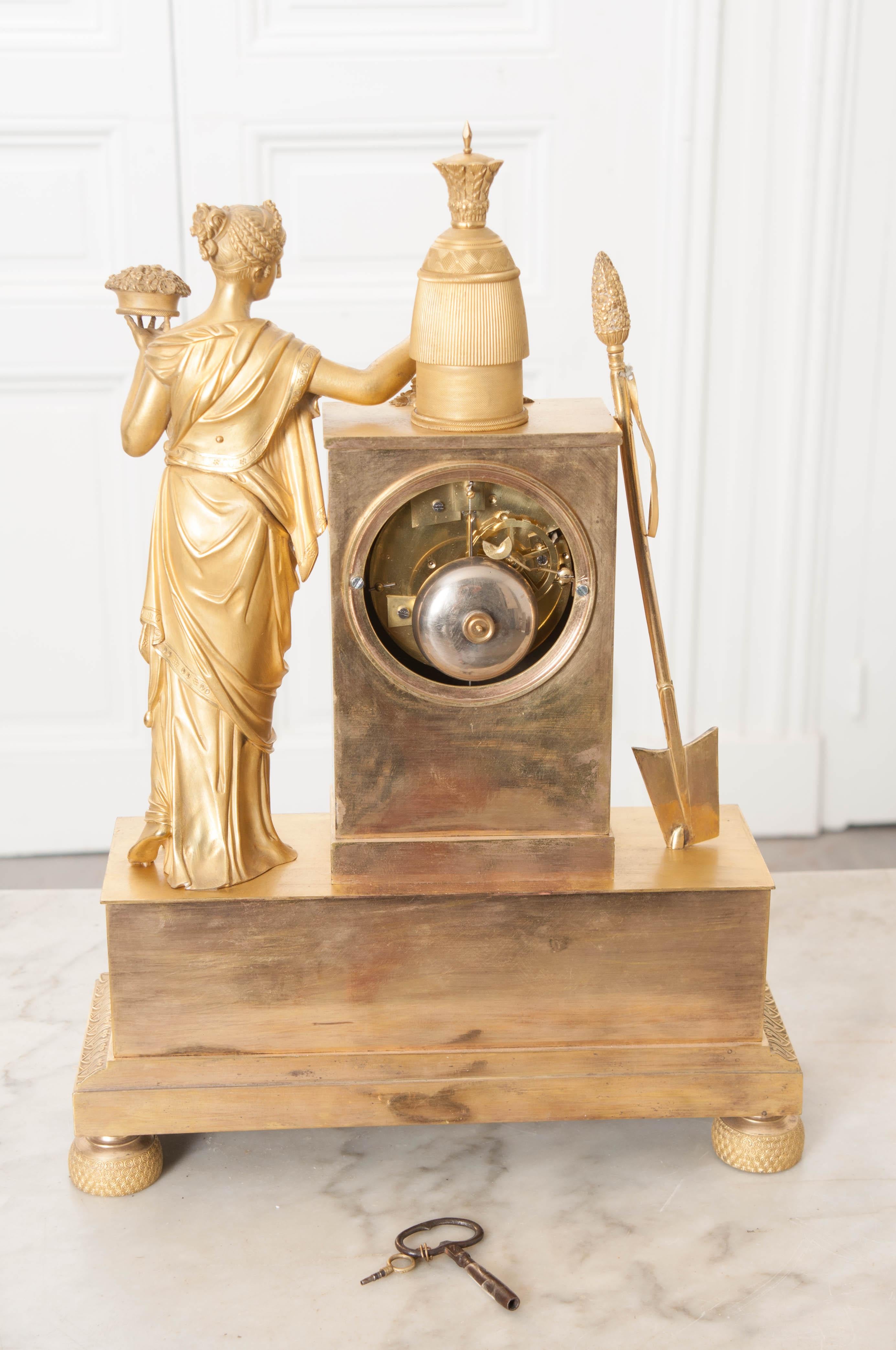 French Napoleonic Empire Gilt Bronze Mantel Clock 2