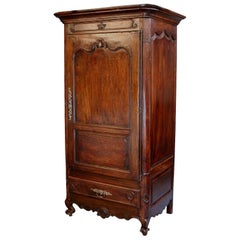 French Narrow Walnut Armoire