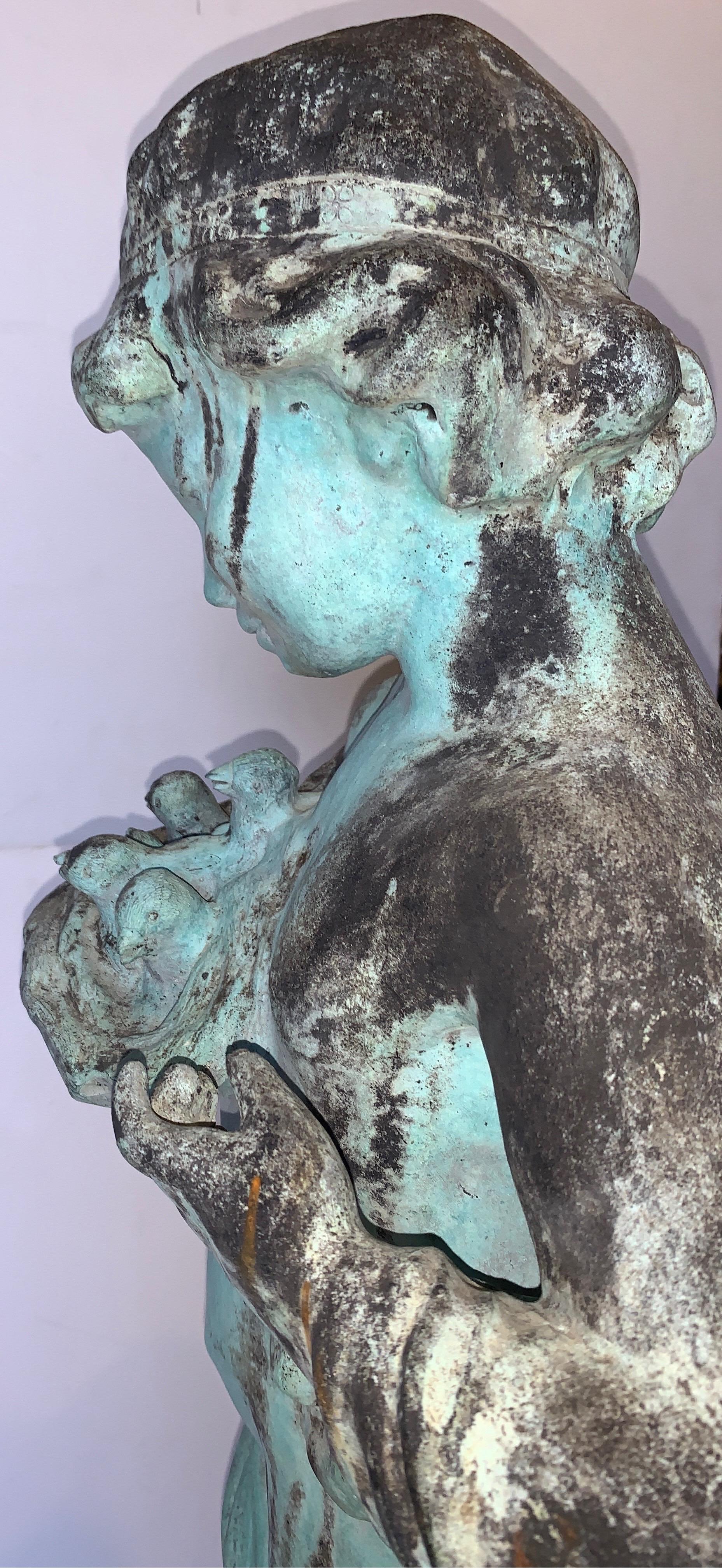 French Natural Patina Lead Garden Figure In Fair Condition In Ft. Lauderdale, FL