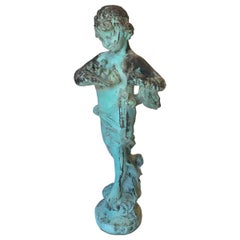 Antique French Natural Patina Lead Garden Figure