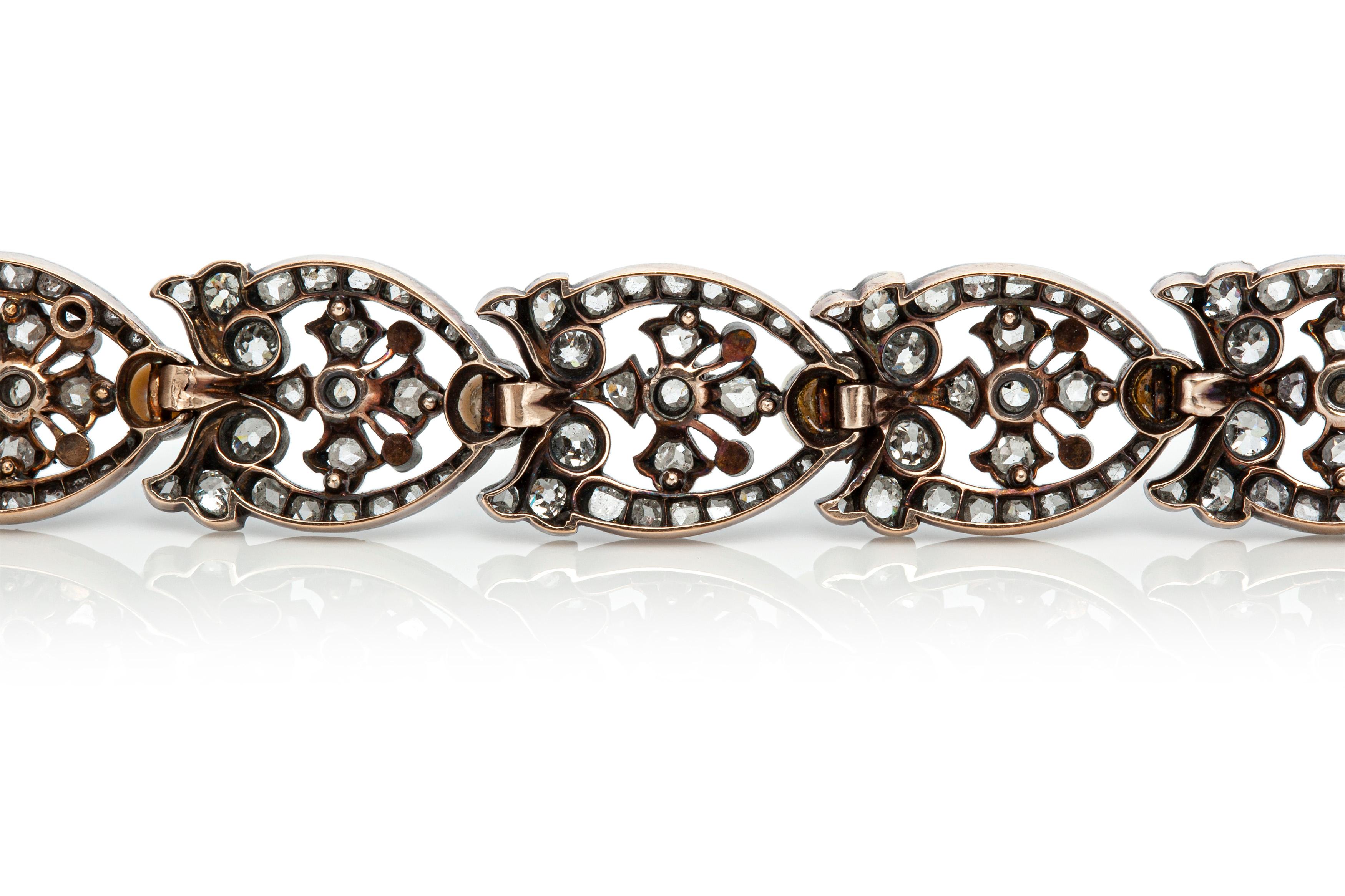 French Natural Pearl Diamond Bracelet In Good Condition In New York, NY