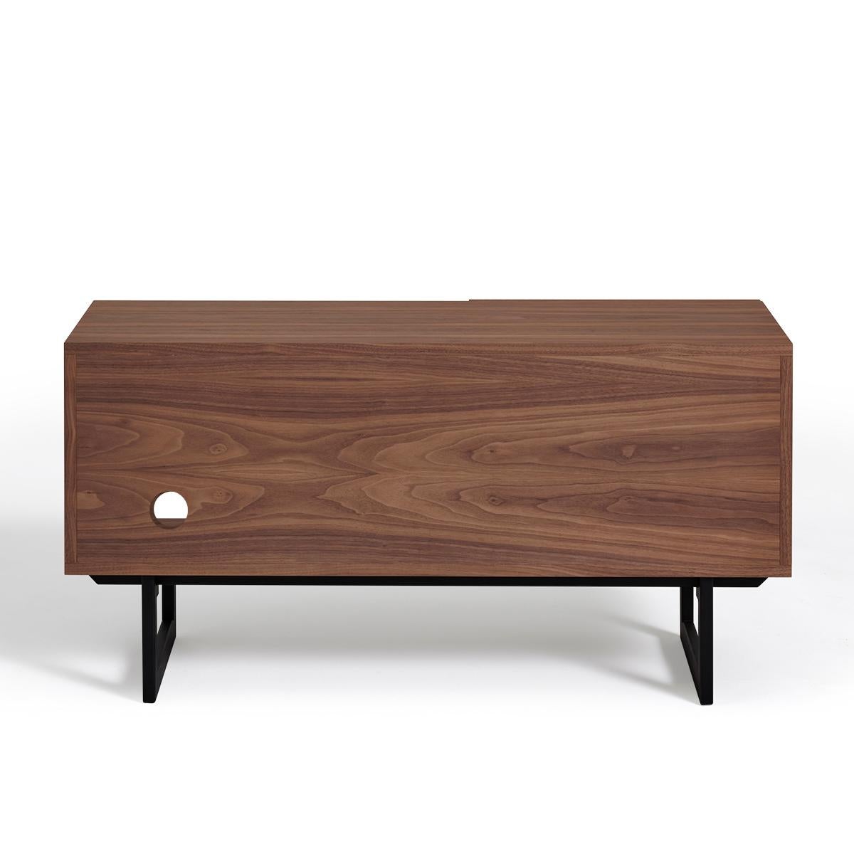 French handcrafted tv stand in walnut - design by Christophe Lecomte For Sale 1