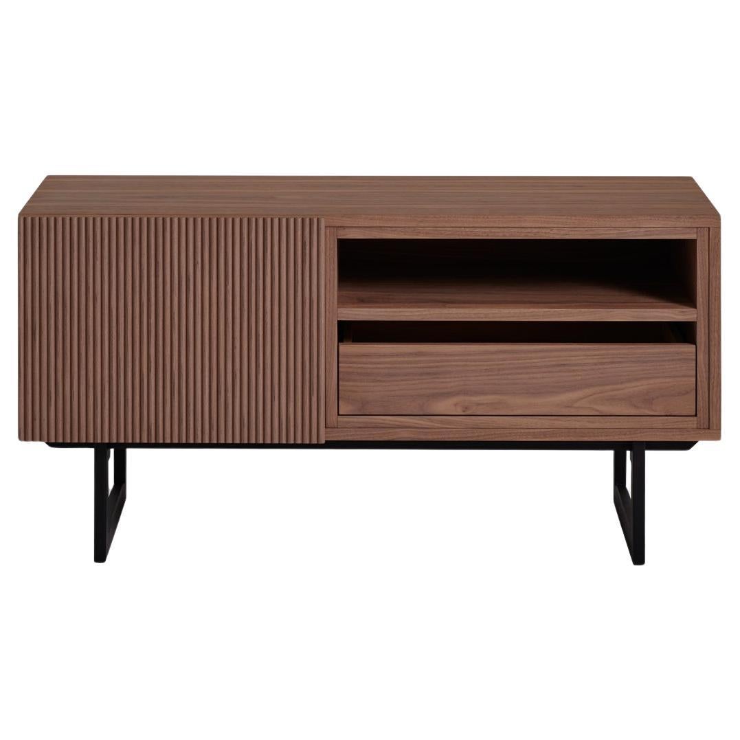 French natural walnut tv stand, design Christophe Lecomte For Sale
