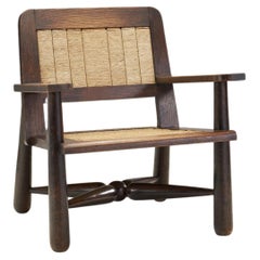 Französischer Sessel aus Naturholz und gewebtem Seil, Frankreich, 1950er Jahre