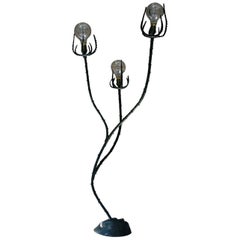 French Naturalistic Cast Bronze and Brass Lamp as a Queen of the Night Cactus