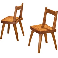French Naturalistic Dining Chairs in Solid Elm