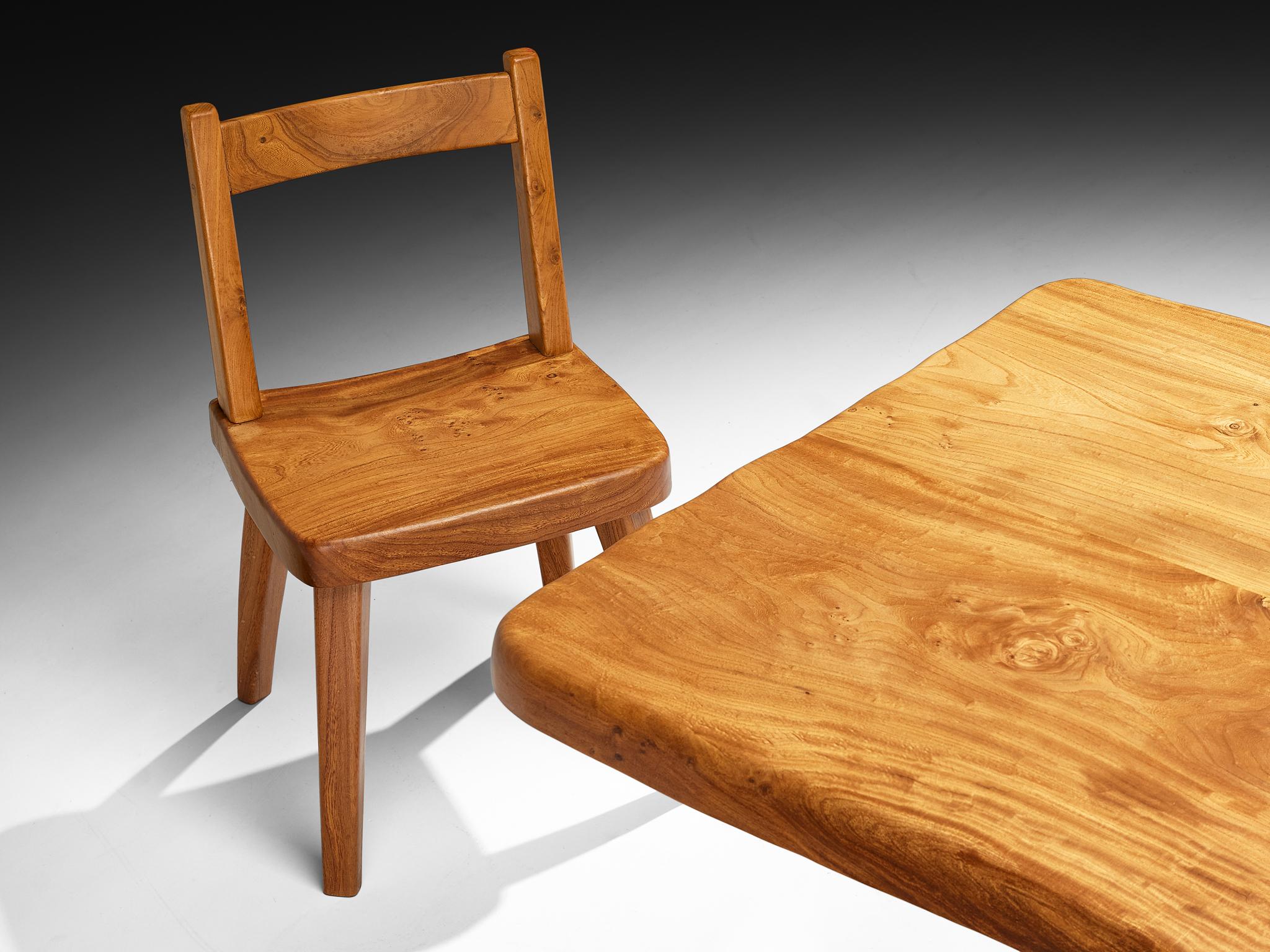 Fin du 20e siècle Ensemble de salle à manger naturaliste en orme massif