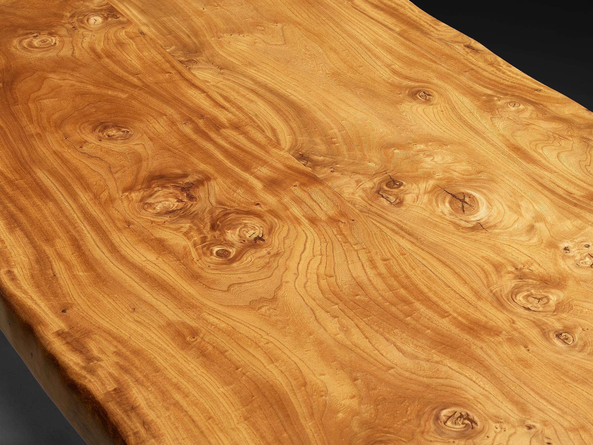 French Naturalistic Free Form Dining Table in Solid Elm For Sale 5