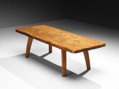 French Naturalistic Free Form Dining Table in Solid Elm