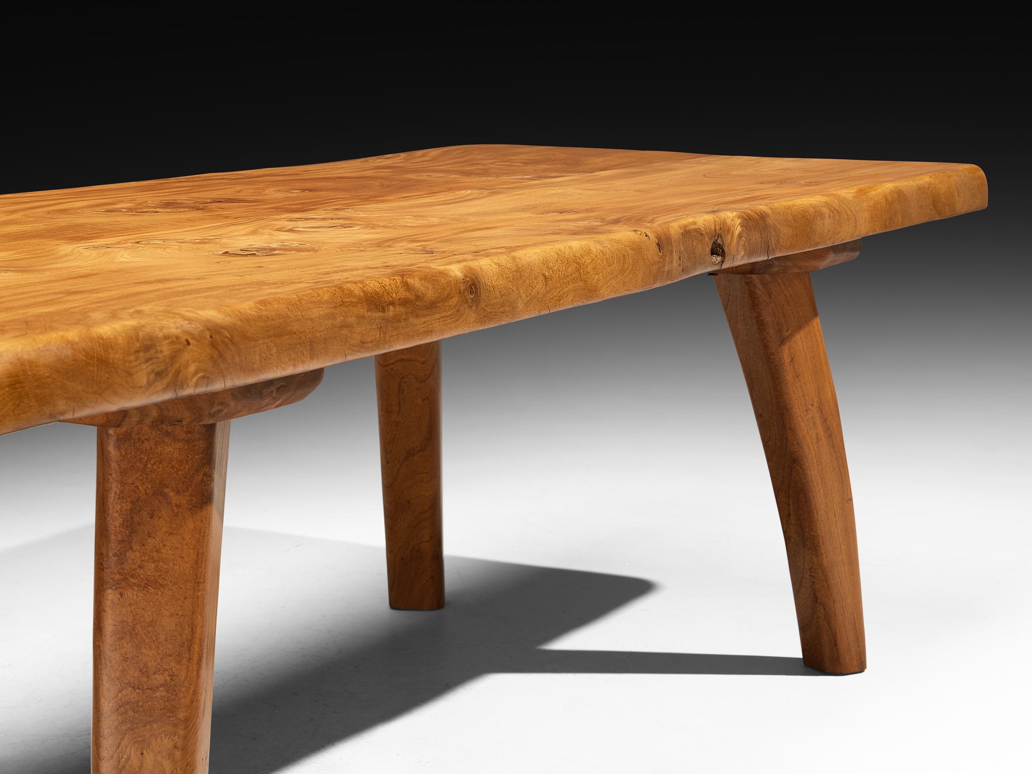 Late 20th Century French Naturalistic Free Form Dining Table in Solid Elm For Sale