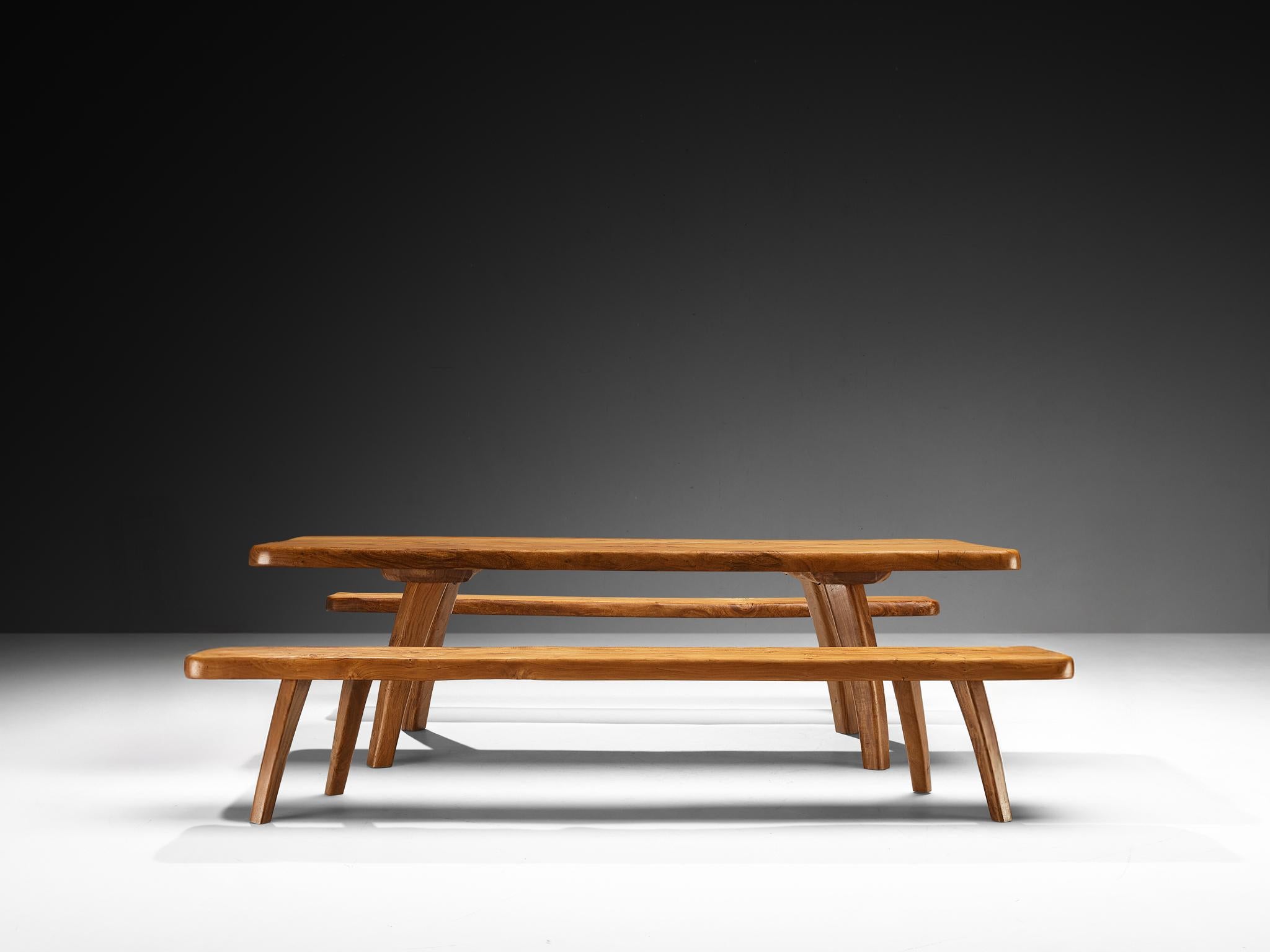 Late 20th Century French Naturalistic Free Form Dining Table in Solid Elm For Sale