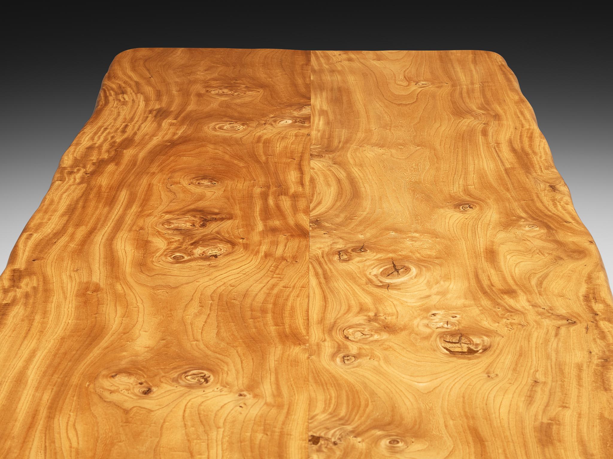 French Naturalistic Free Form Dining Table in Solid Elm For Sale 2