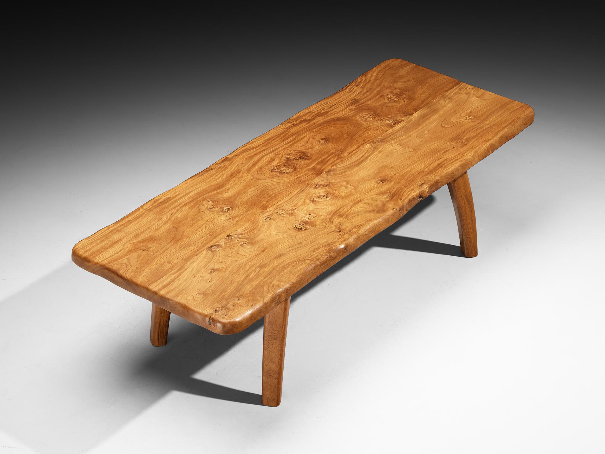 French Naturalistic Free Form Dining Table in Solid Elm For Sale 3