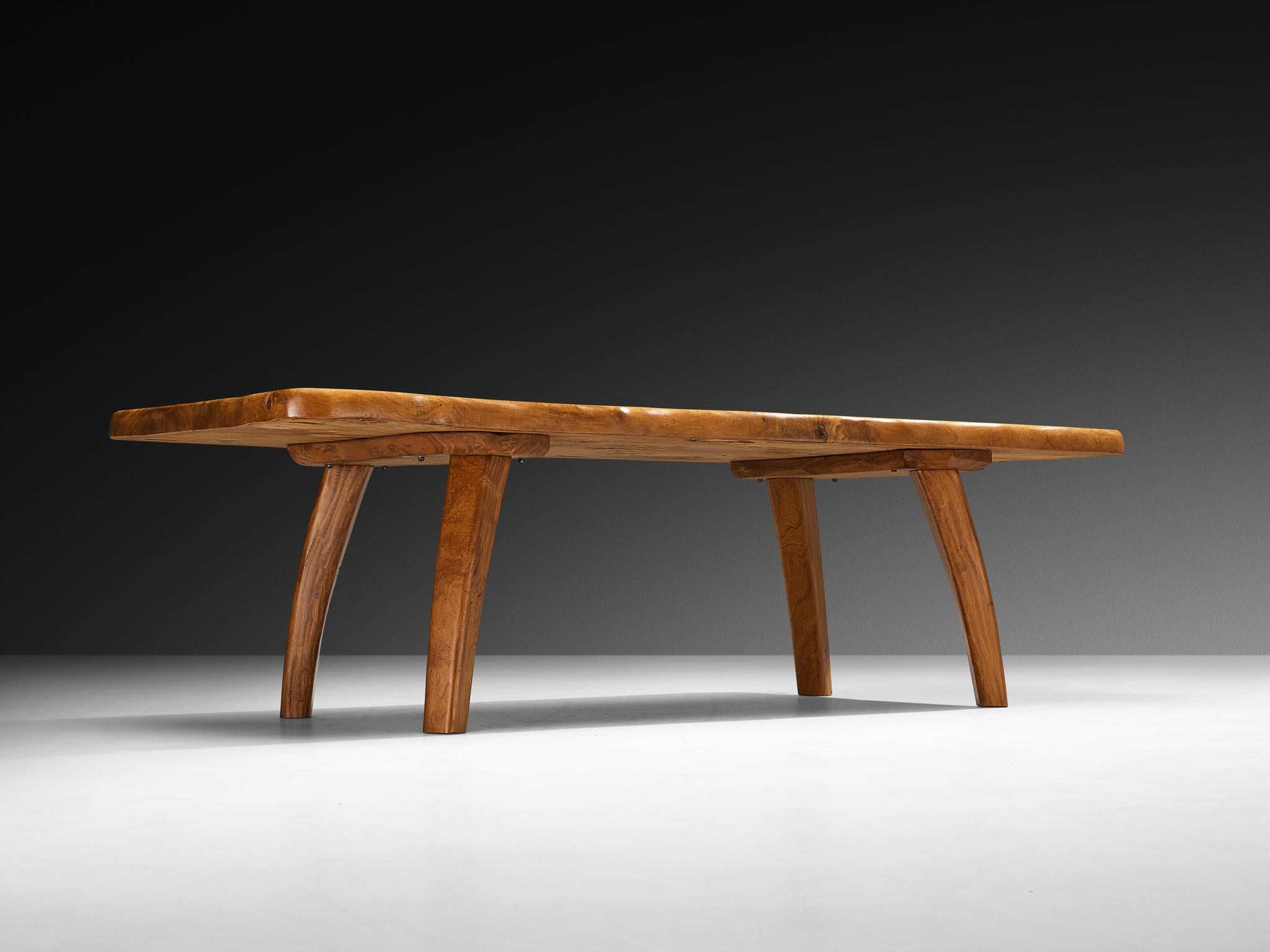French Naturalistic Free Form Dining Table in Solid Elm For Sale 4