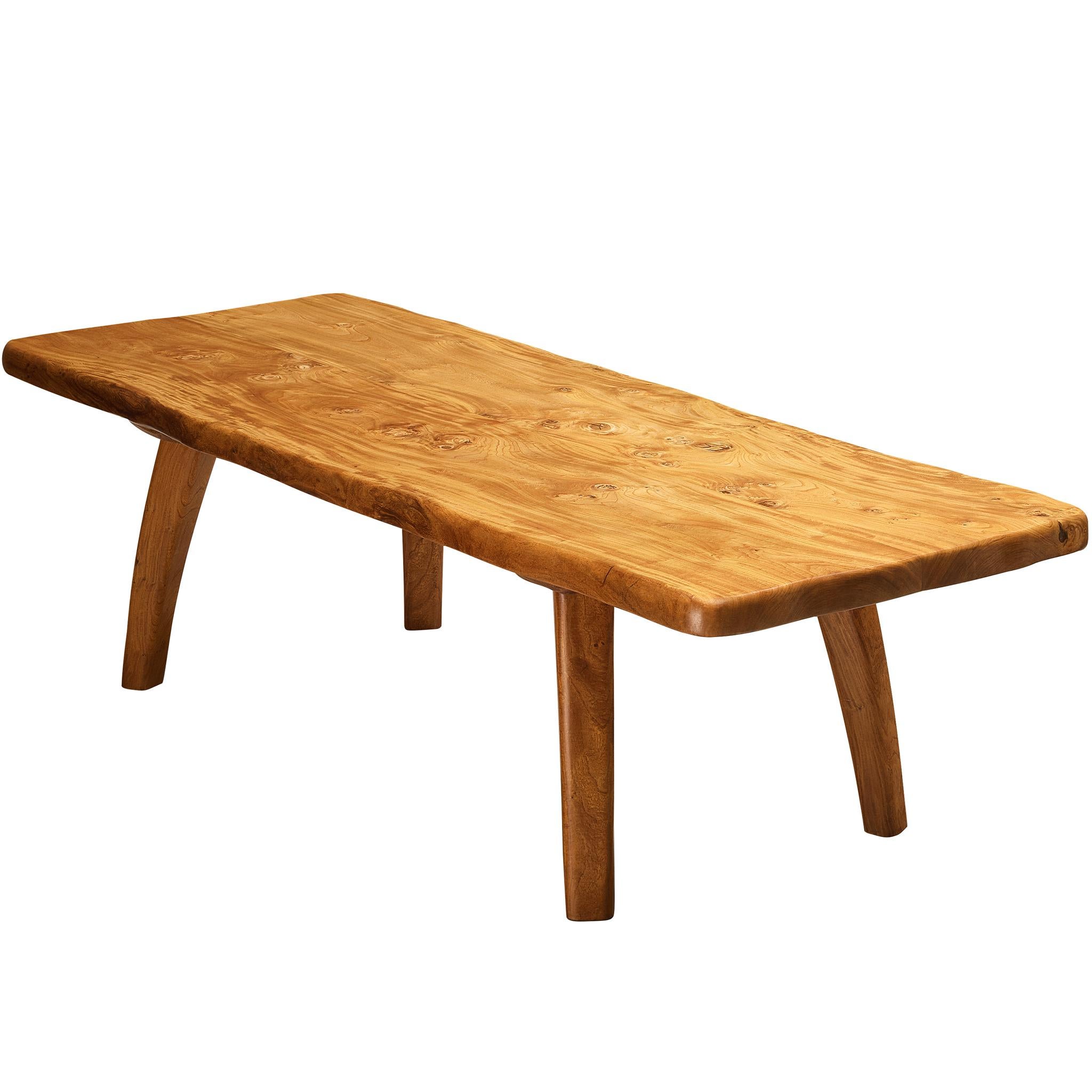 Table de salle à manger naturaliste en orme massif