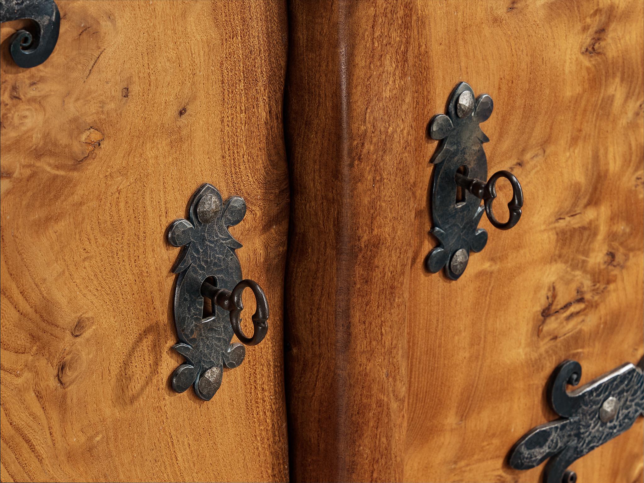 Mid-Century Modern French Naturalistic Sideboard in Solid Elm For Sale