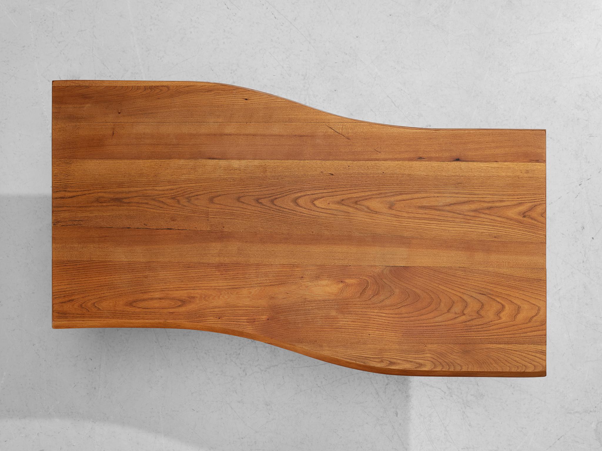 French Naturalistic Tree Slab Coffee Table in Elm 1