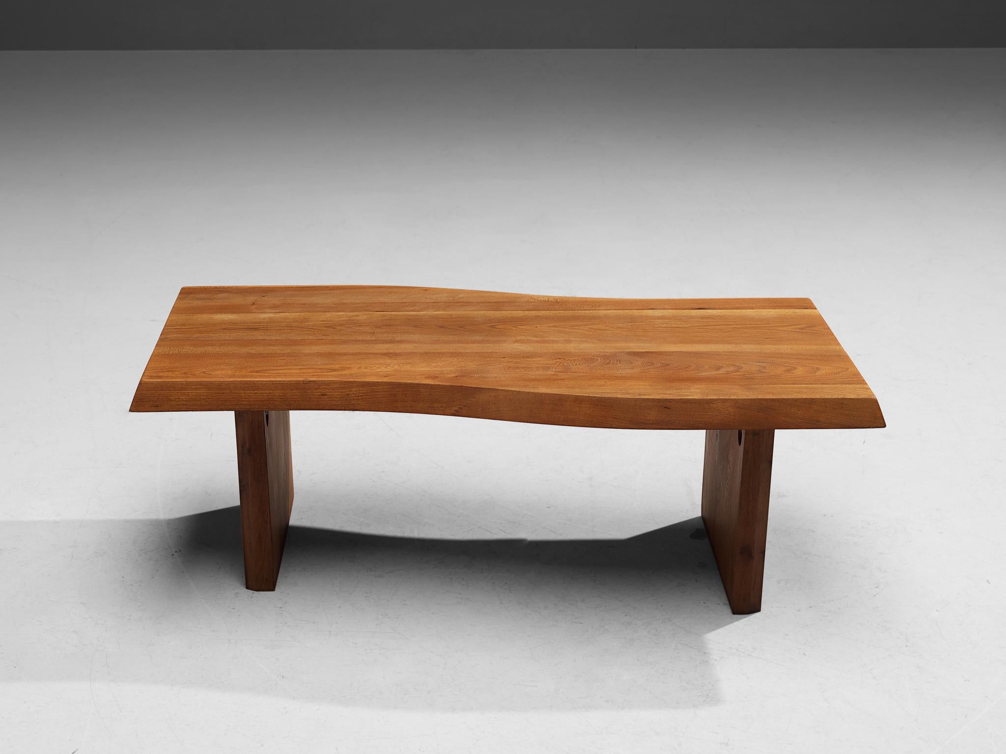 French Naturalistic Tree Slab Coffee Table in Elm 2