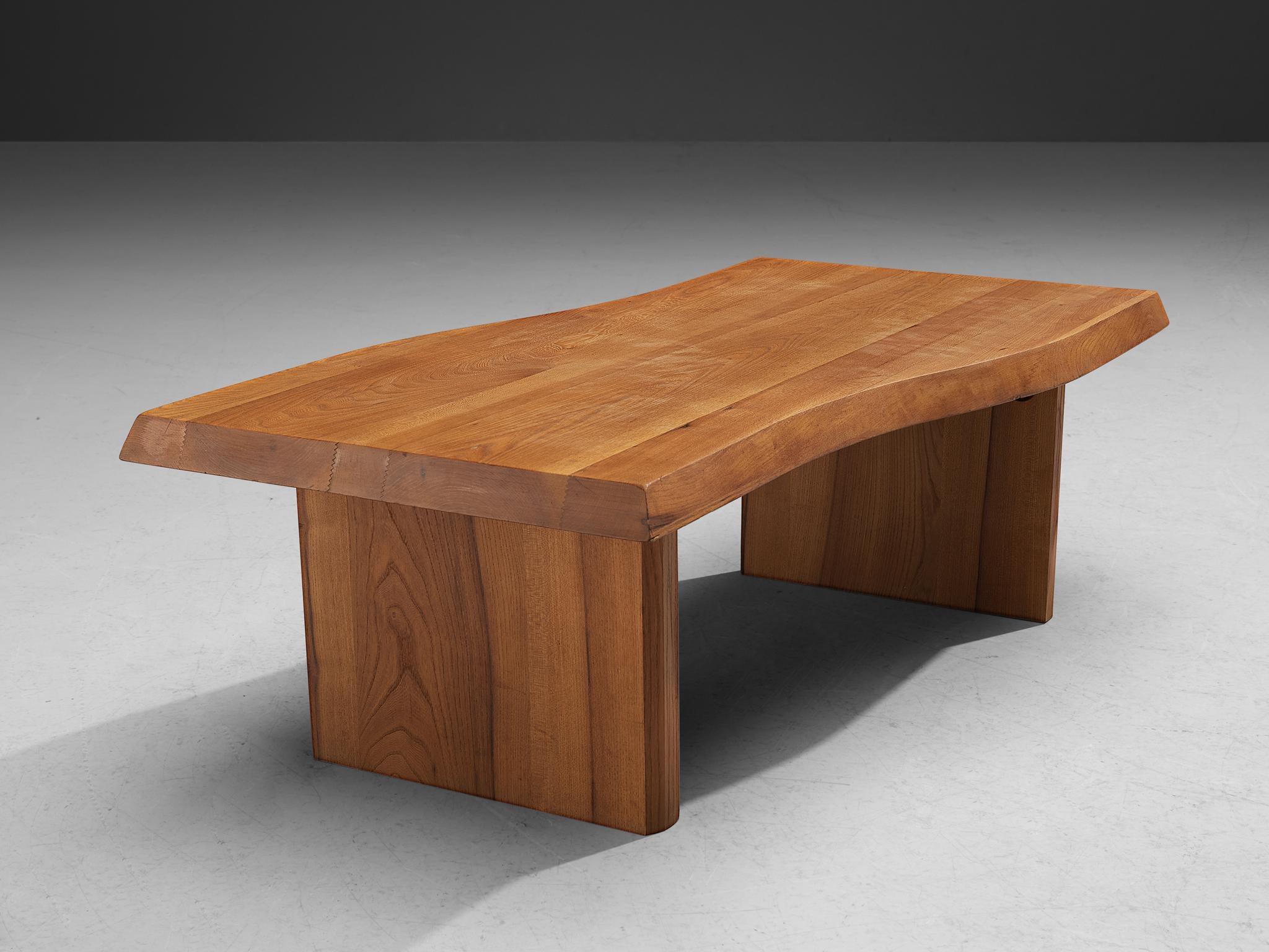 French Naturalistic Tree Slab Coffee Table in Elm 3