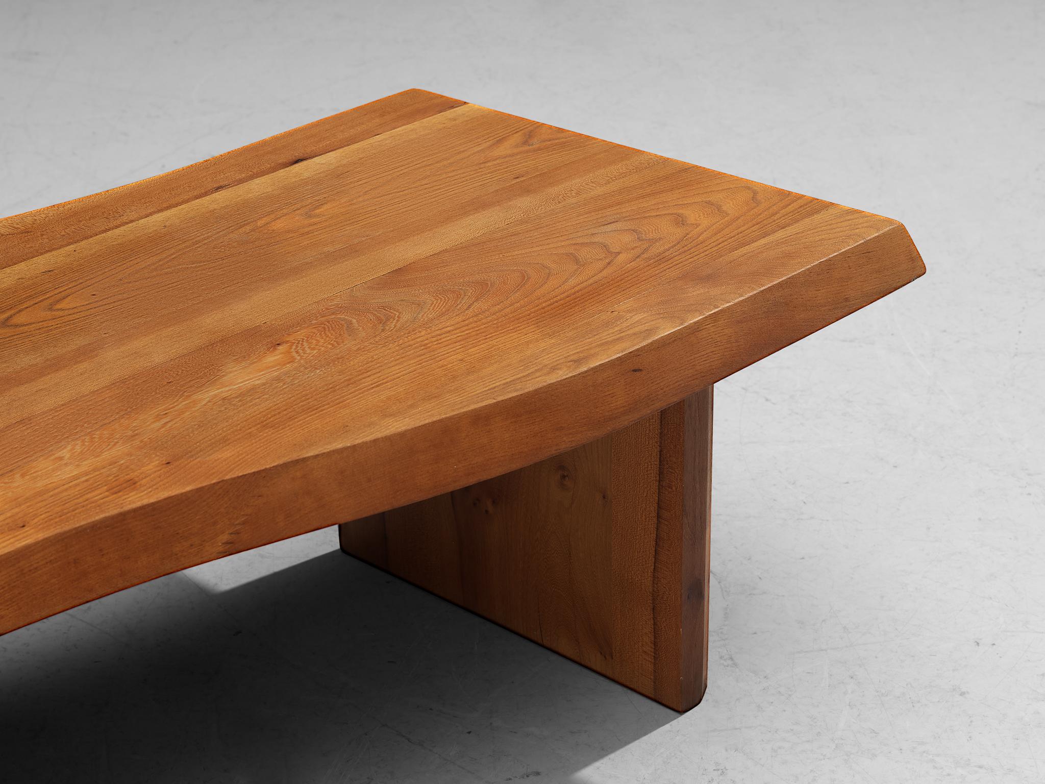 French Naturalistic Tree Slab Coffee Table in Elm 4