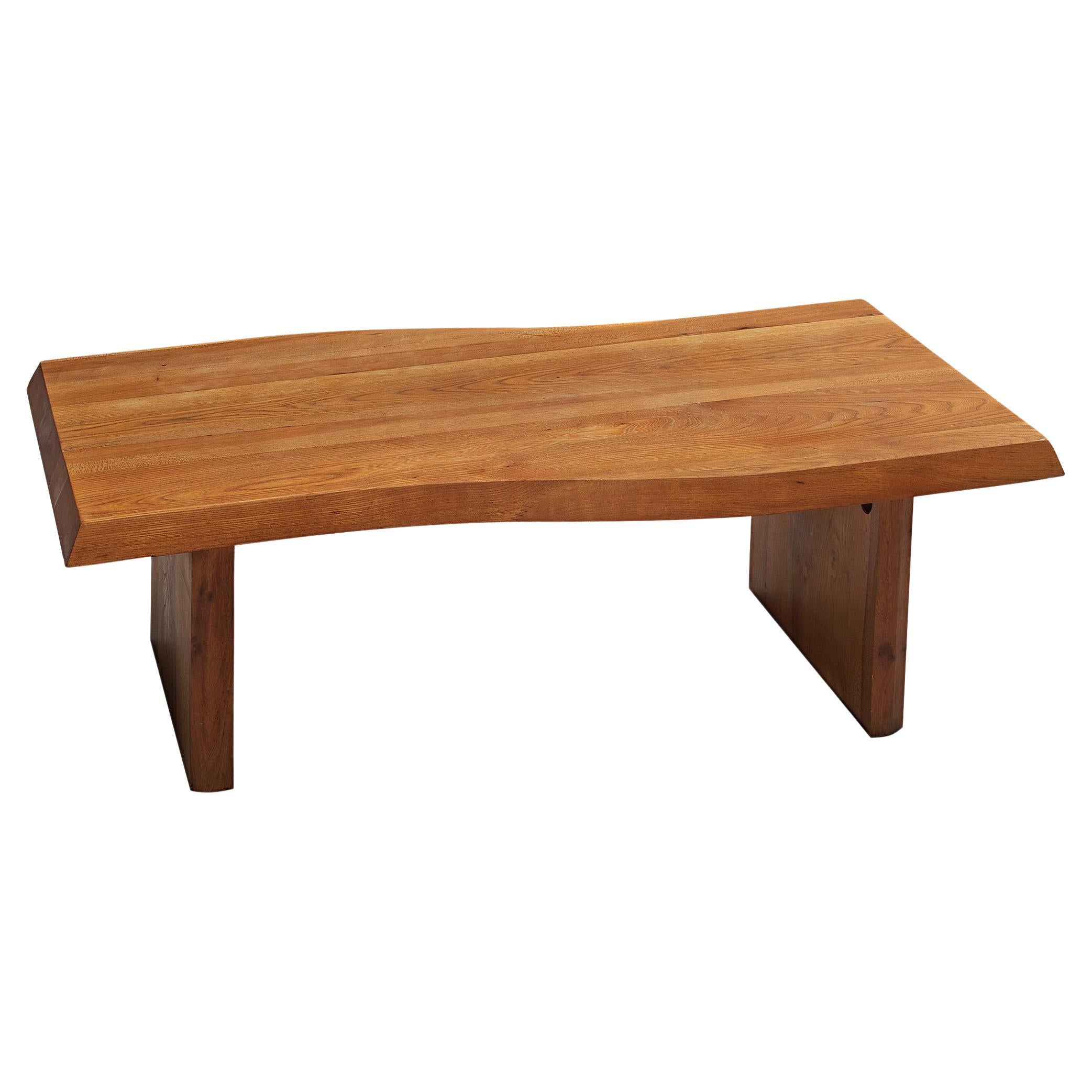 French Naturalistic Tree Slab Coffee Table in Elm