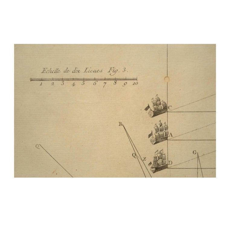 Paper French Nautical Print of the Preparation for a Nautical Battle, 1860 circa