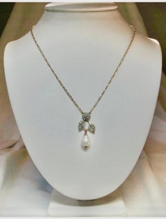 French Necklace Rose Diamond 18K Gold Pearl Napoleon III Belle Epoque Wedding
