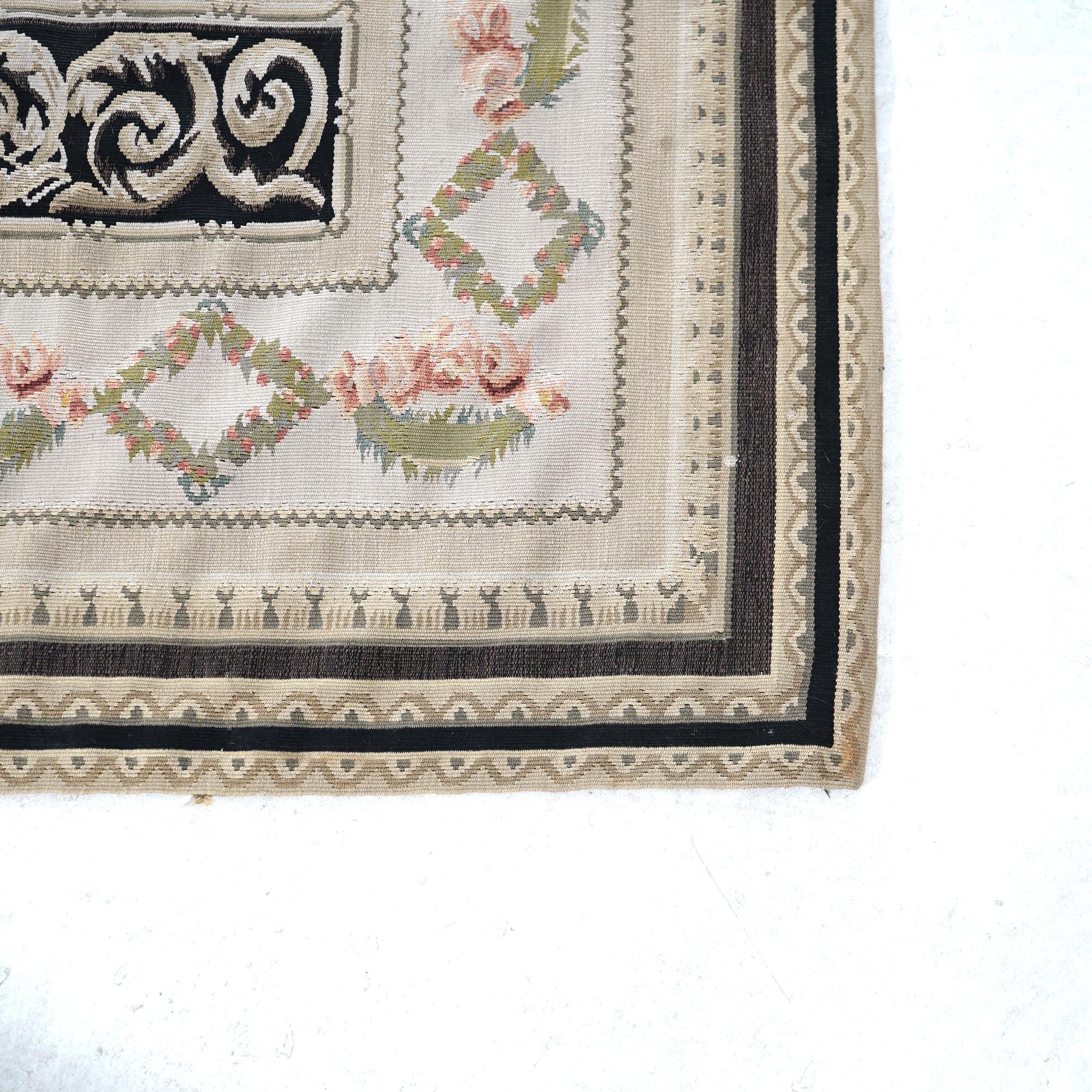 Wool French Needlepoint Aubusson Rug 20th C For Sale