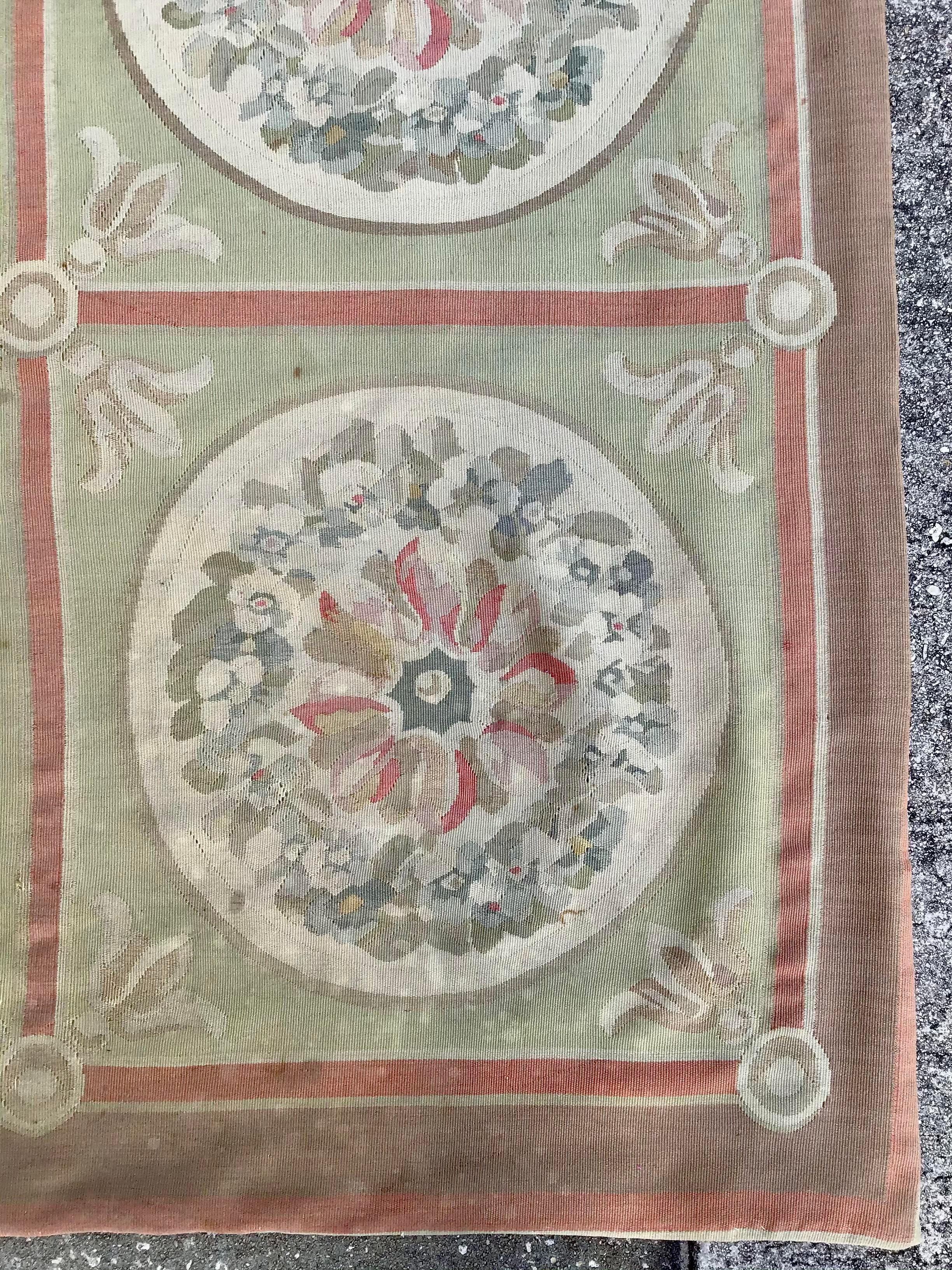 Mid-20th Century French Needlepoint Medallion Rug For Sale