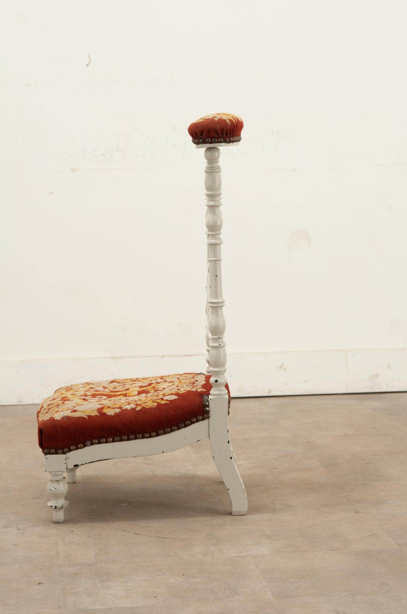 Upholstery French Needlepoint & Painted Prie Dieu