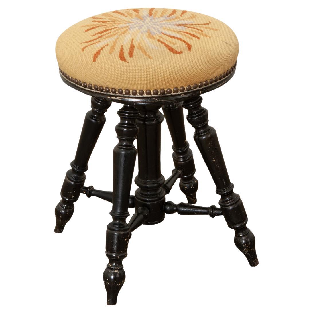 French Needlepoint Piano Stool