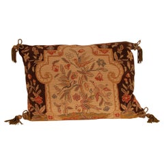 French Needlepoint Throw Cushion Animals Pillow Metallic Thread Cannetille Gold