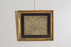 French Needlepoint Map, Europe Centrale 1838, in Period Giltwood Frame