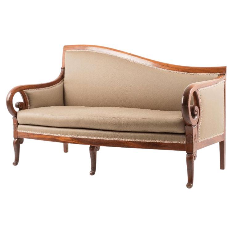 French Charles X Neoclassic Cubus Mahogany Meridienne Sofa, 1820 For Sale