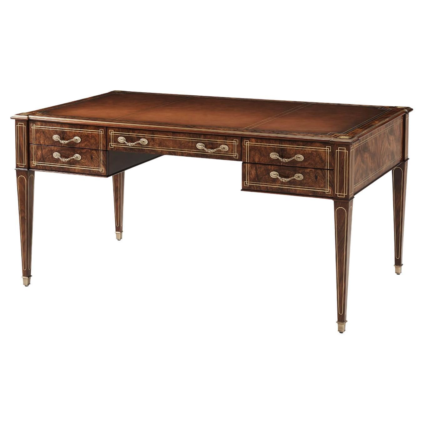 French Neo Classic Leather Top Desk