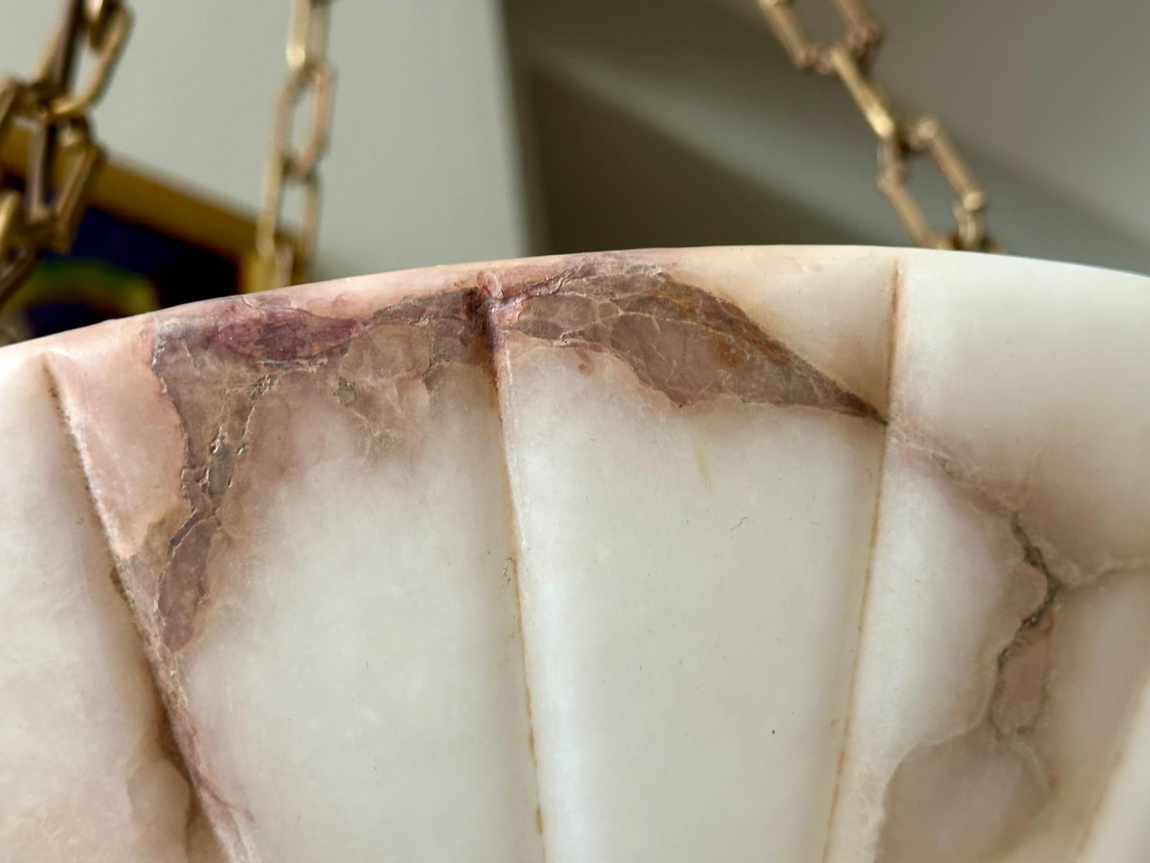 French Neo-Classic Style Alabaster Pendant Chandelier in vendita 9