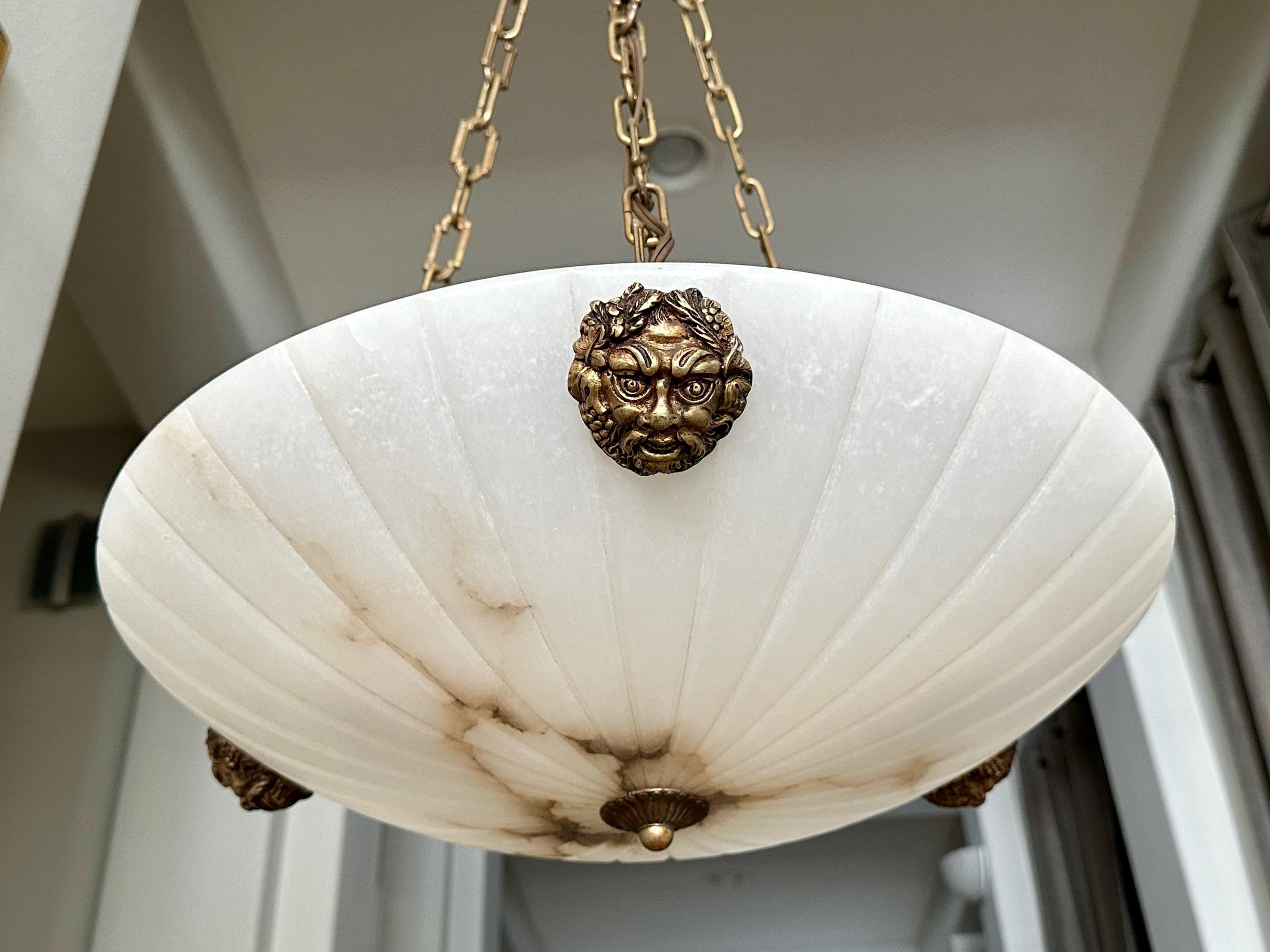 French Neo-Classic Style Alabaster Pendant Chandelier in vendita 12