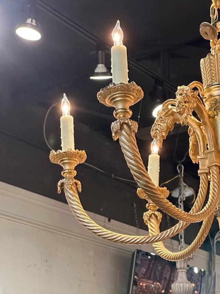 19th Century French Neo-Classical Dore' Bronze Chandelier For Sale