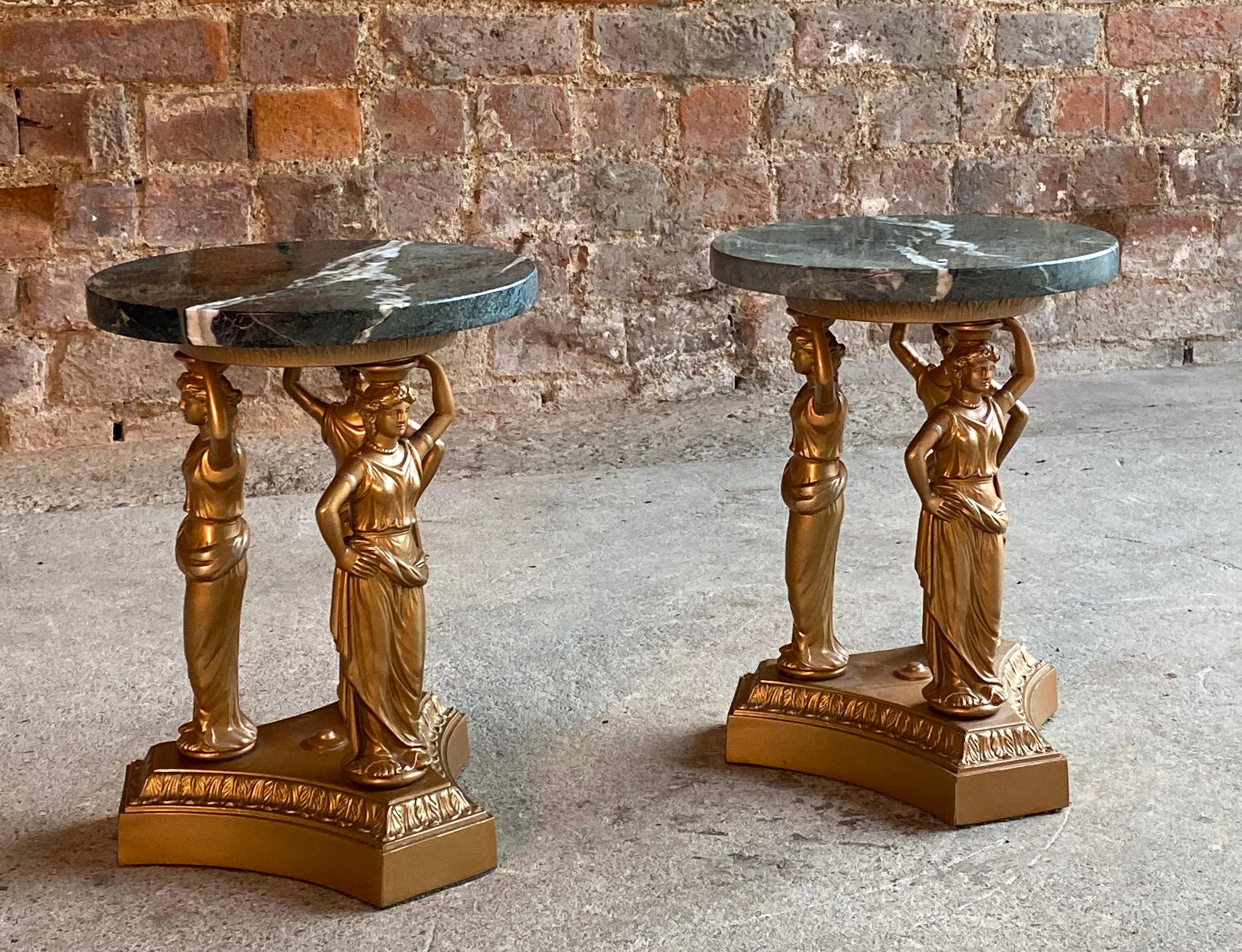 French Neoclassical Gilded and Marble Topped Side Tables or Plant Stands In Excellent Condition In Longdon, Tewkesbury