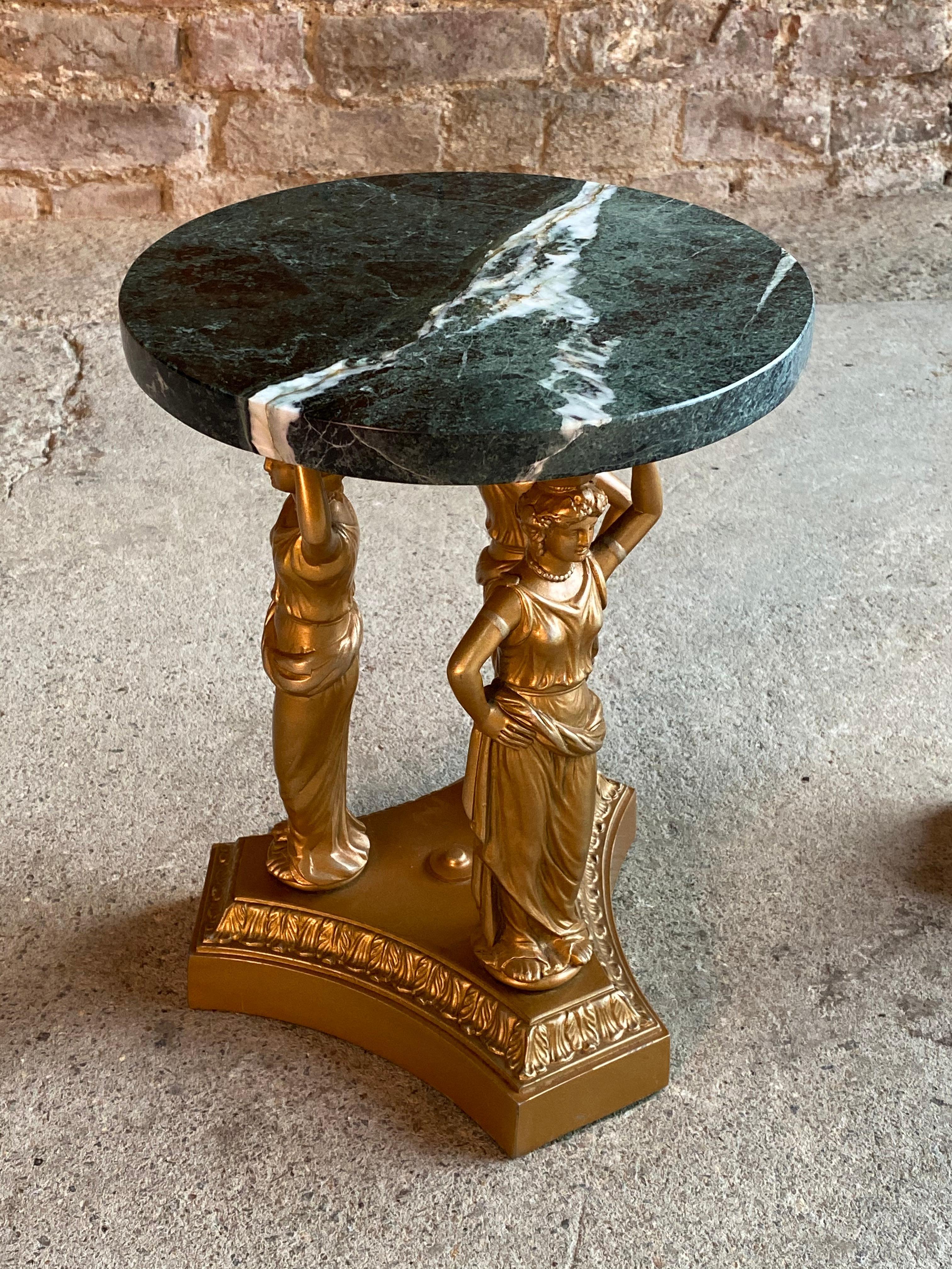 French Neoclassical Gilded and Marble Topped Side Tables or Plant Stands 1
