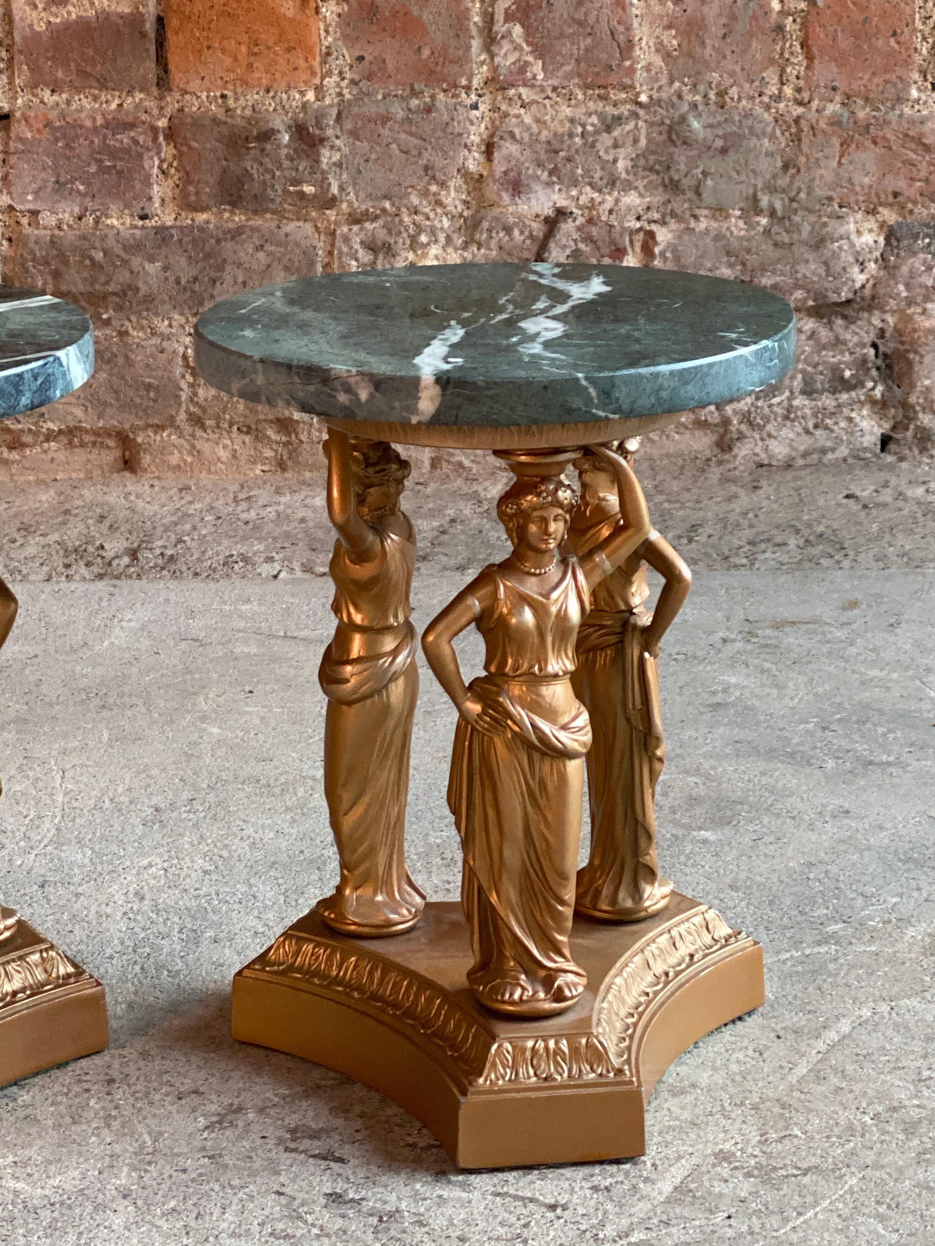 French Neoclassical Gilded and Marble Topped Side Tables or Plant Stands 5