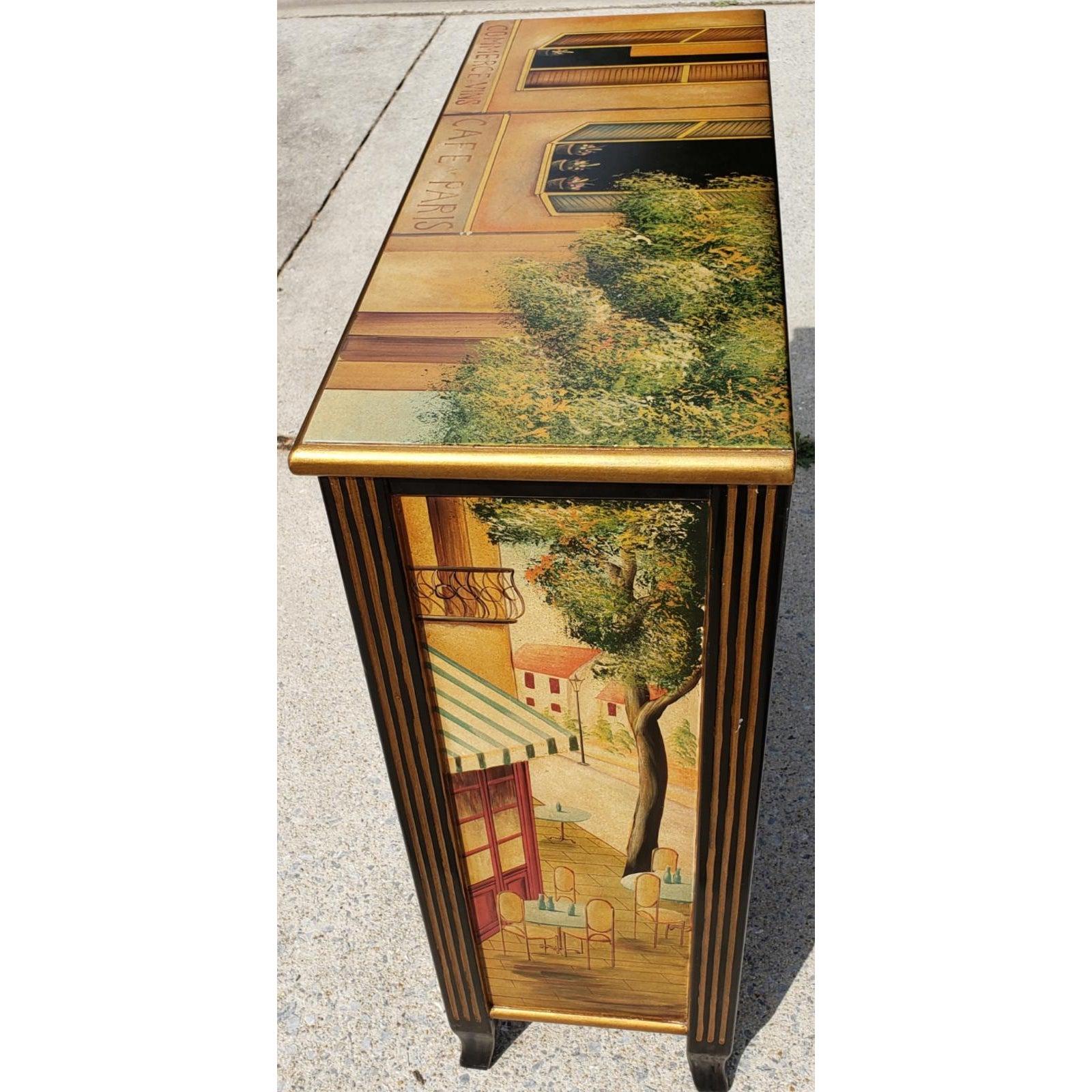 French Neo Classical Hand Painted Wine Cabinet Rack, 1980s For Sale 1
