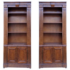 French Neo-Classical Italian Carved Walnut Bookcases for Bloomingdales, Pair