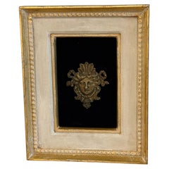 French Neo-Classical Mascaron Bronze Fragment of Female Face Gold Framed Art