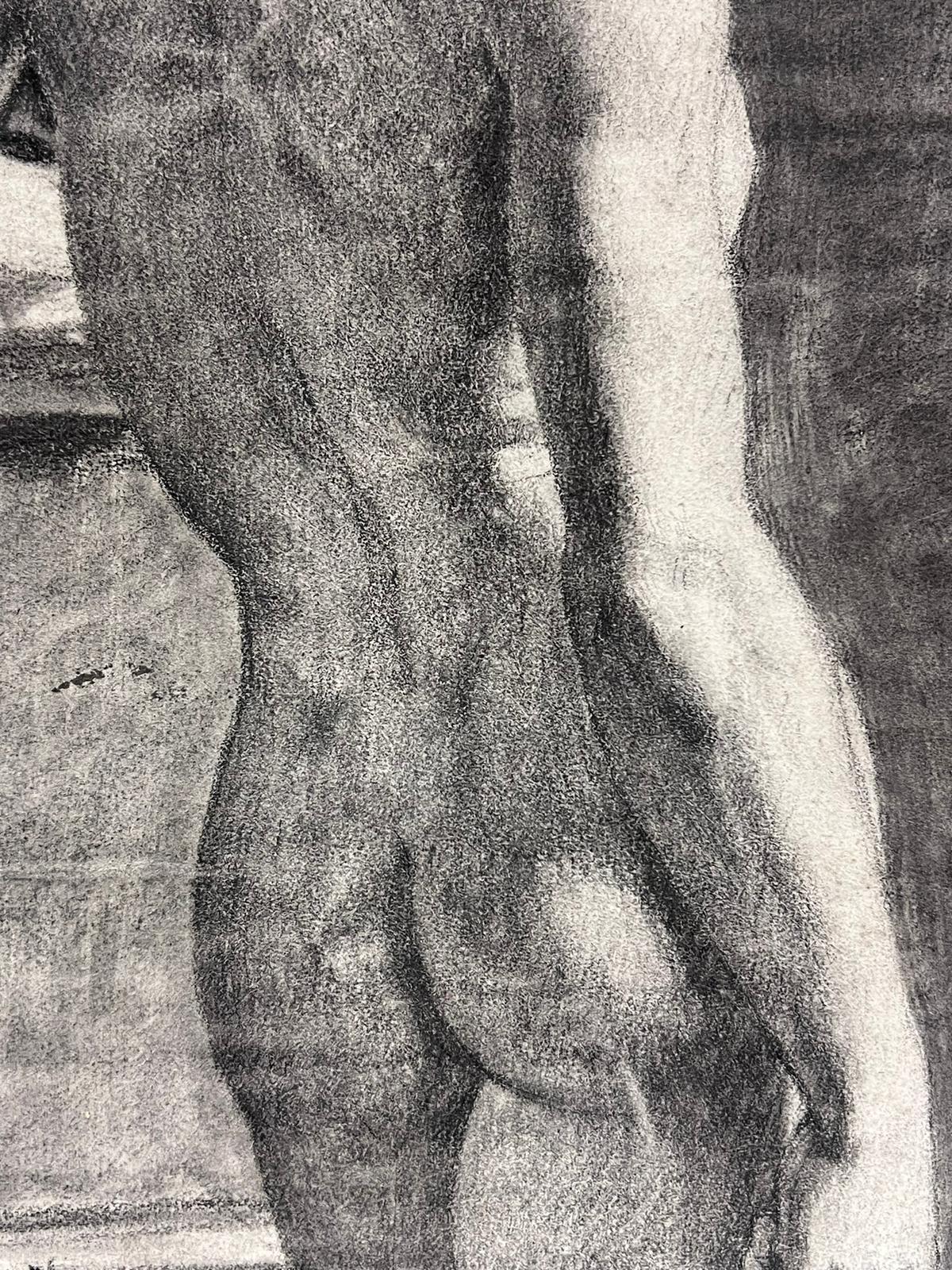 Circa 1800 French Neo-Classical Study of Male Nude Standing Academic Pose For Sale 2