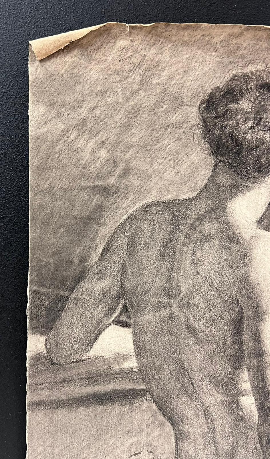 Circa 1800 French Neo-Classical Study of Male Nude Standing Academic Pose For Sale 3