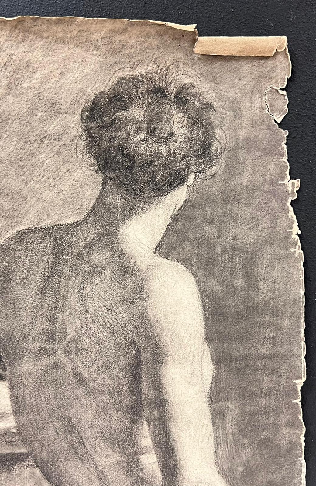 Circa 1800 French Neo-Classical Study of Male Nude Standing Academic Pose For Sale 4