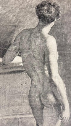 CIRCA 1800 Studio neoclassico francese di nudo maschile in piedi in posa accademica