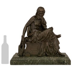 French Neo-Classical st. patinated Bronze and Vert de Patricia marb