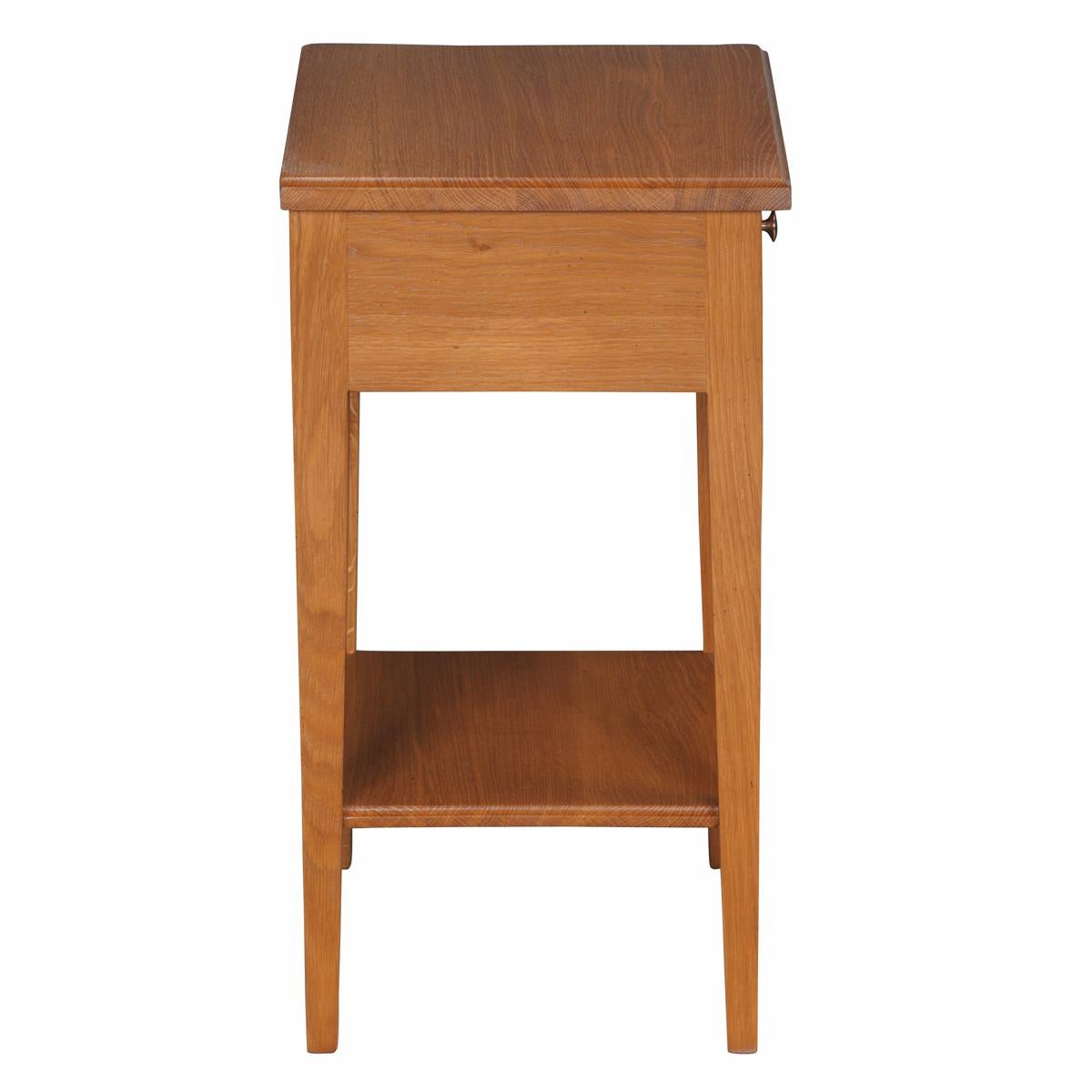 French Neo Classical Style Bedside Table in Solid Oak, 1 Drawer For Sale 1